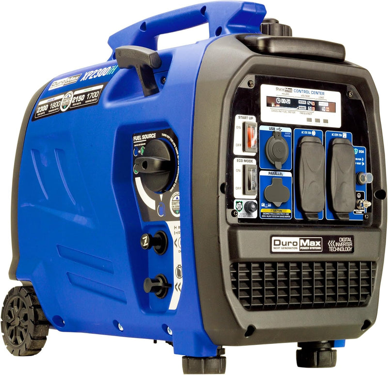 2300-watt dual-fuel portable digital inverter generator - Dual fuel (gasoline and propane), suitable for RVs and emergency use A2717