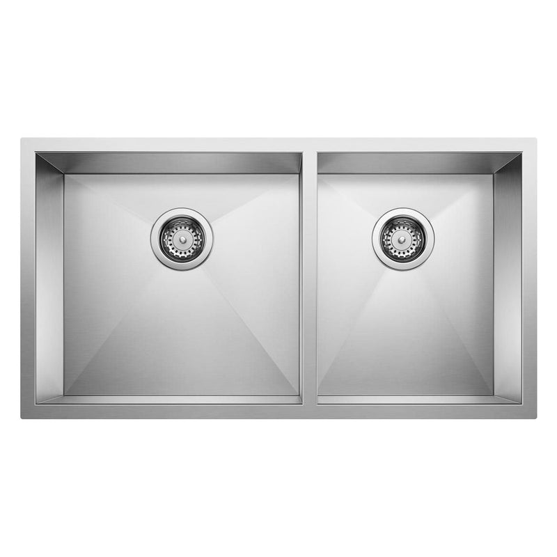 Quatrus R0 33-in 60/40 Double Bowl Undermount Stainless Kitchen Sink U9626