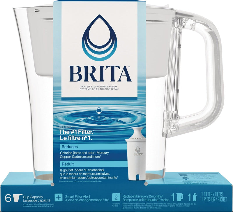 Denali Water Filter Pitcher with Standard Filter, BPA Free, 6 Cup Capacity, White E755