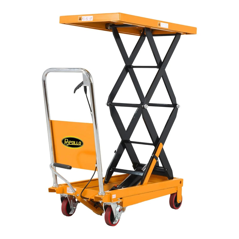 Hydraulic Lift Table Cart – 770 lbs Capacity, 51" Max Height, Double Scissor Lift with Safety Guard & 4 Wheels I7156