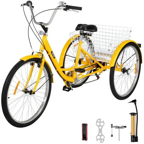 Adult Tricycle 26 7 Speed 3 Wheel Trike Bicycle Bike Cruise w Basket Shooping E8489