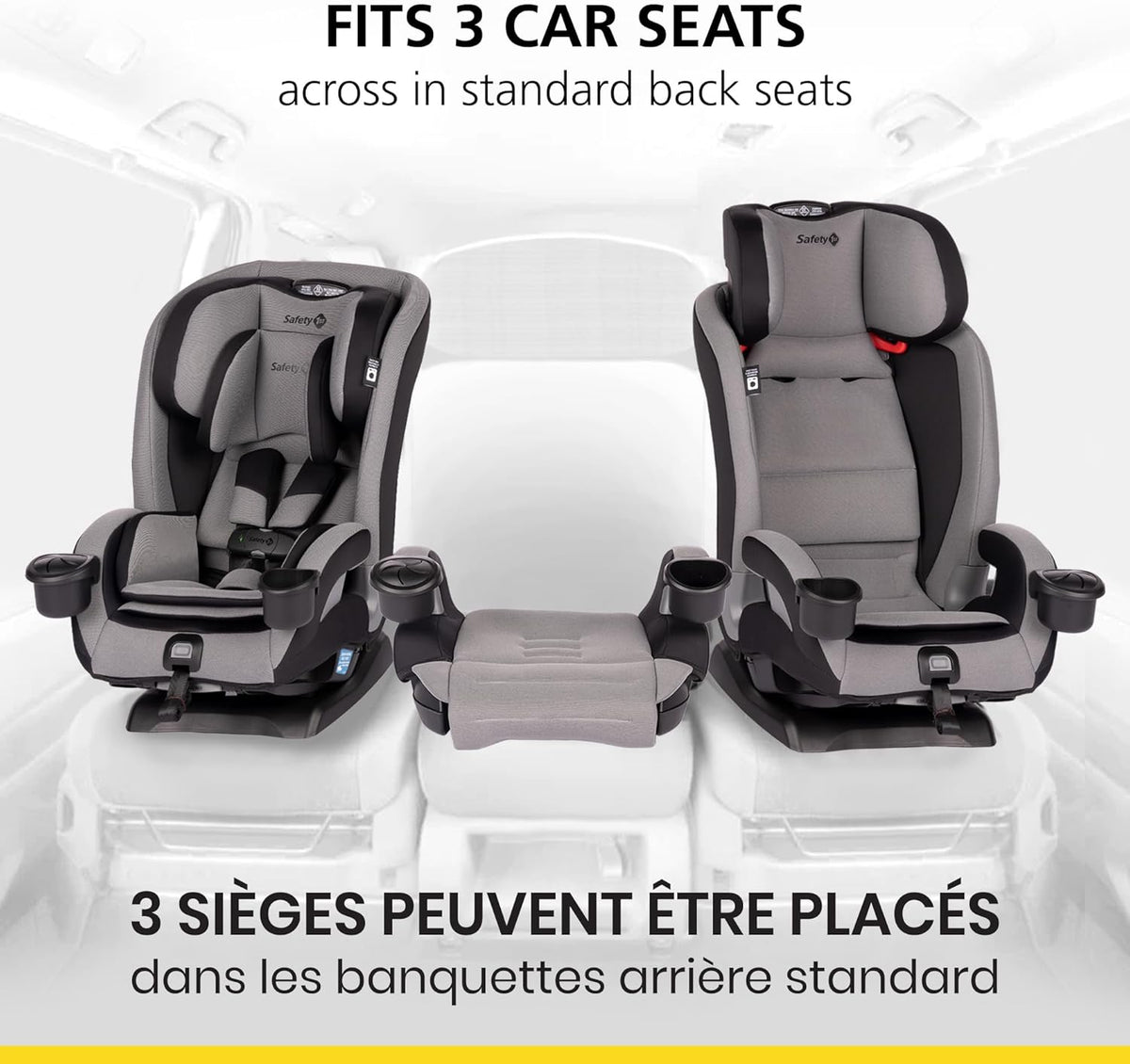 4-in-1 Convertible All-in-One Car Seat, infant to toddler, rear and forward facing, booster mode, backless booster, Fits 3 across, Washable seat, Birth to 10 years, Hexagon