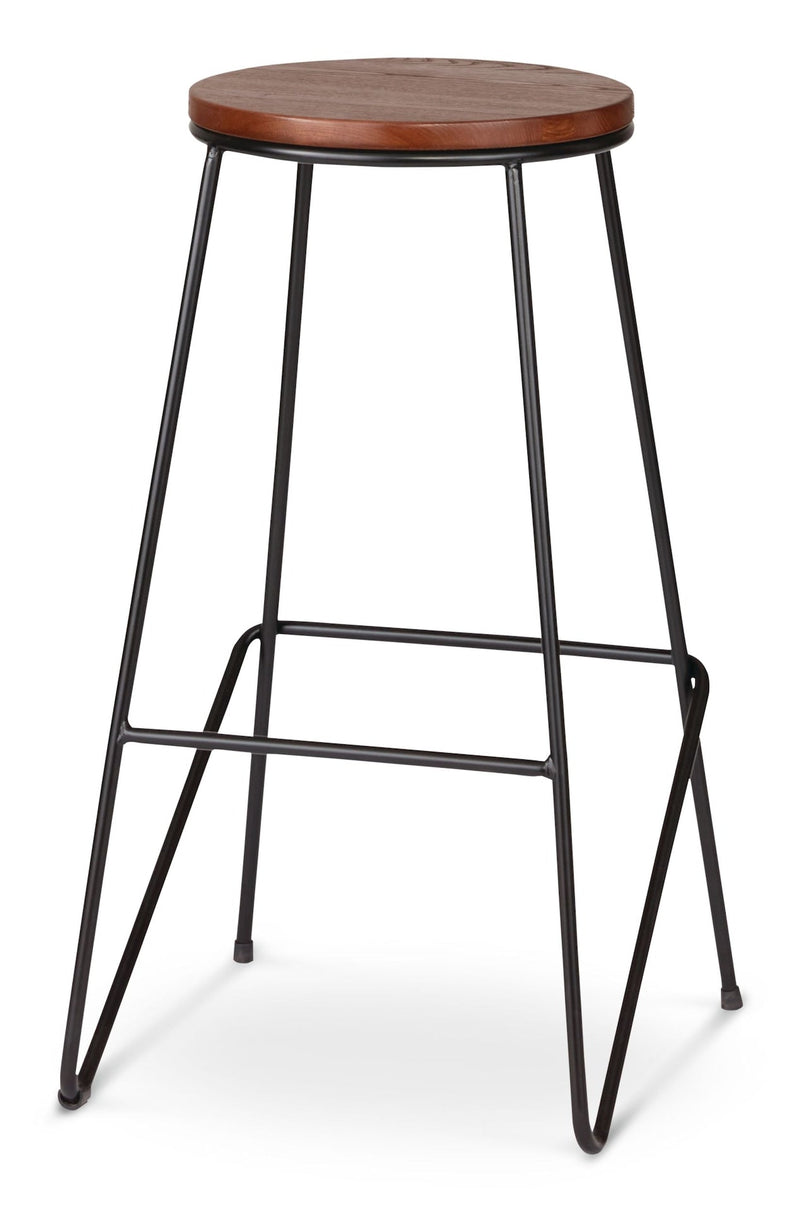 CANVAS Axel Round Metal & Solid Wood Top Counter Stool Armless Backless, Black/Brown G4216