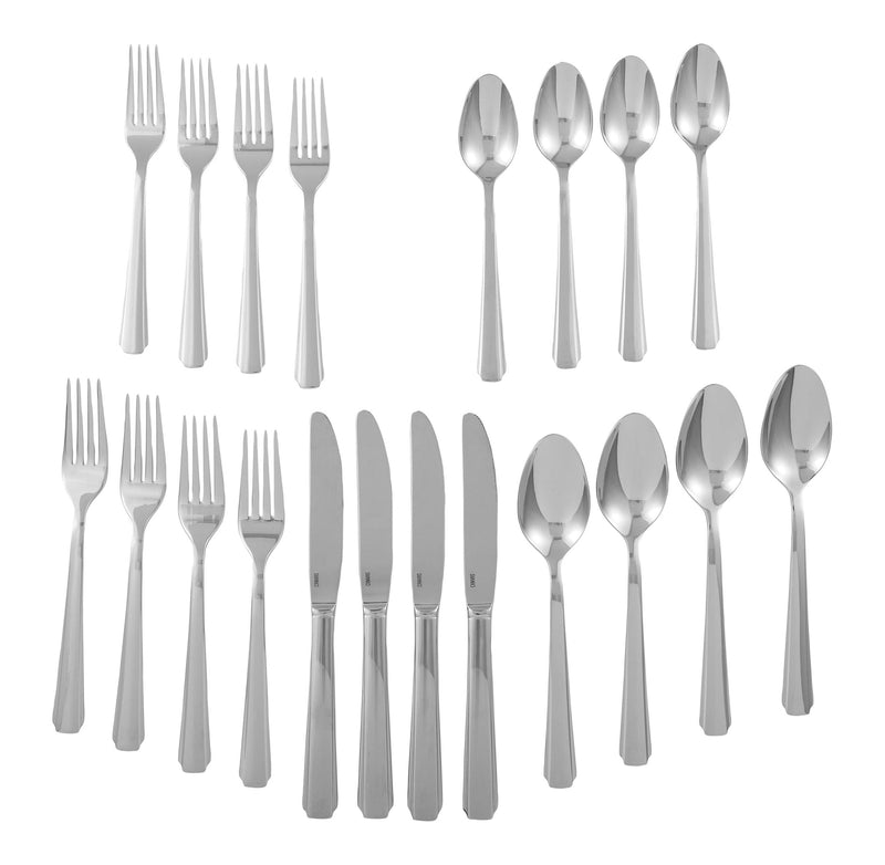 CANVAS Bevelled Octagonal Flatware Set, Serves 4, 20-pc, with Mirror Finish C456
