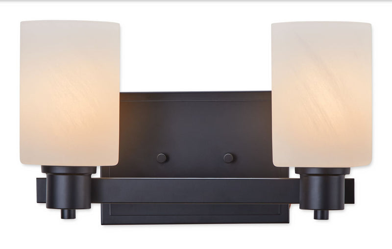 Canvas Cambray 2-Light Alabaster Shade Vanity Light, Black W4018