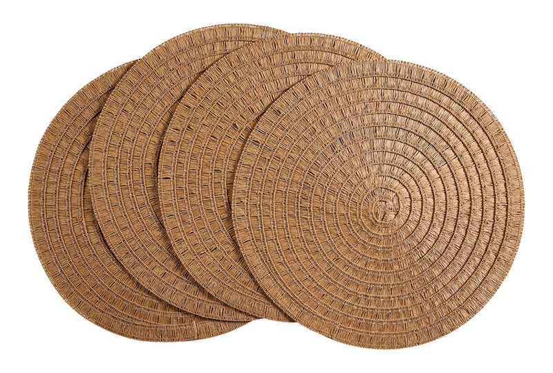 CANVAS Crochet Natural Placemats, Round, Hand-woven, 4-pk I6655