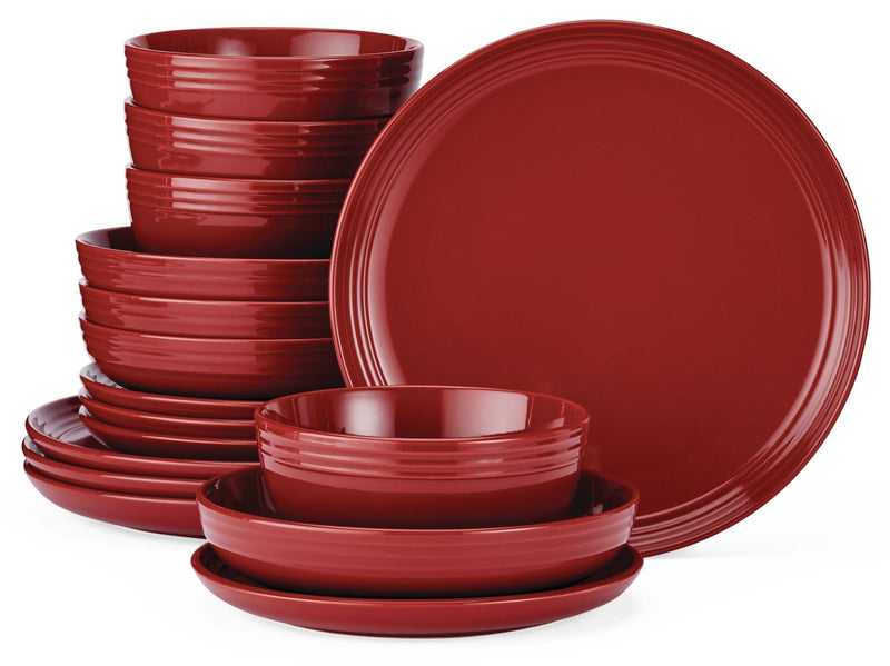 CANVAS Edenhill Farmhouse Bistro Stoneware Dinnerware Set, Serves 4, 16-pc, Red B6626