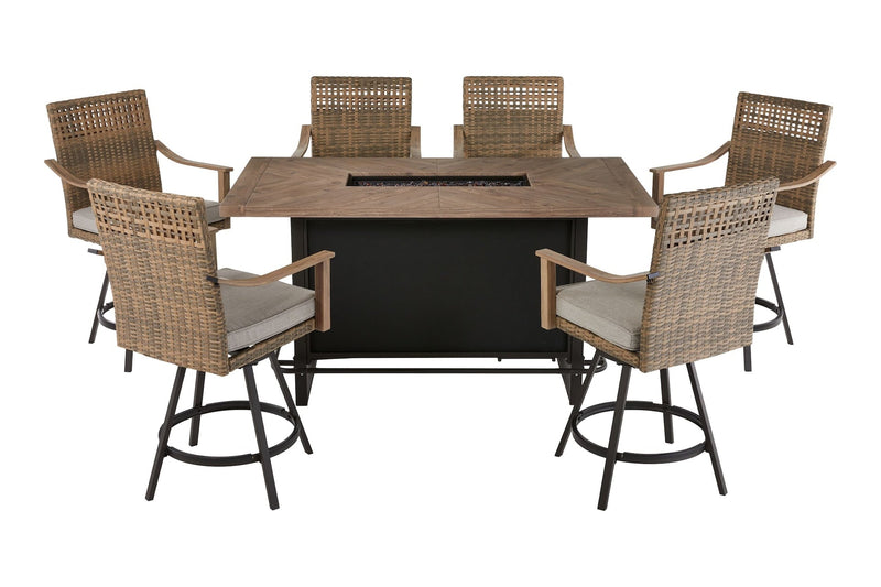 CANVAS Granville Fire Outdoor Dining Set with Water/Stain/Fade-Resistant Cushions, 7-pc T8295