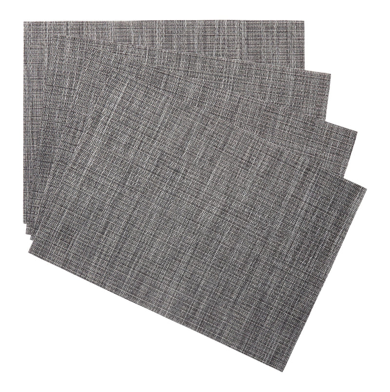 CANVAS Lurex Rectangle Textilene Woven Placemat, Gunmetal, 13-in x 18-in, 4-pk C9868