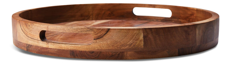 CANVAS Round Wood Serving Tray with Cut-Out Handles, 16-in Y9034