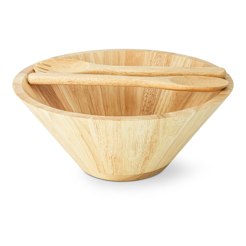 CANVAS Rubberwood Tapered Salad Bowl & Servers, Tan G5436