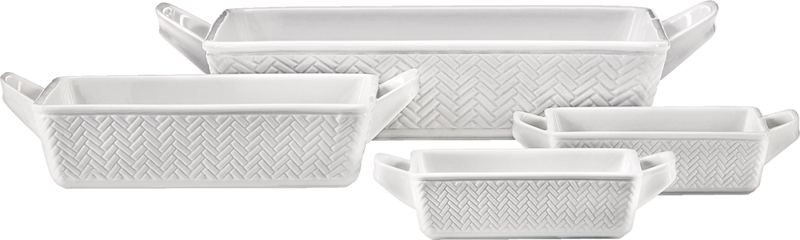 CANVAS Stoneware Bakeware Set, White, Assorted Sizes, 4-pc R8538