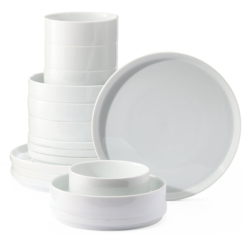 CANVAS Tate Modern Edge Porcelain Dinnerware Set, Serves 4, 16-pc, White P6698