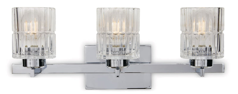 CANVAS Waverly 3-Light Vanity Light Fixture with Clear Glass Shades, Chrome D9595