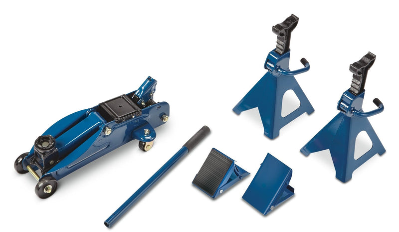 Certified Garage Combo Kit, Jack and Axle Stands with Wheel Chocks, 2-Tonnes, 5-pc W9098