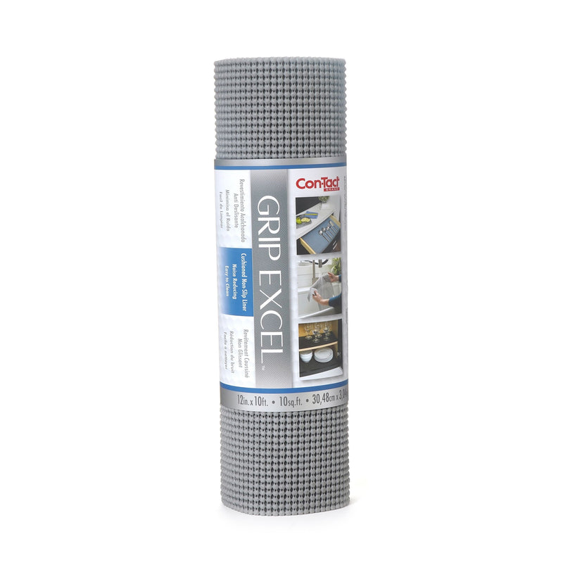 Con-Tact Grip Excel Non-Adhesive Cushioned Shelf/Drawer Liner, Grey, 12-in x 10-ft E4648