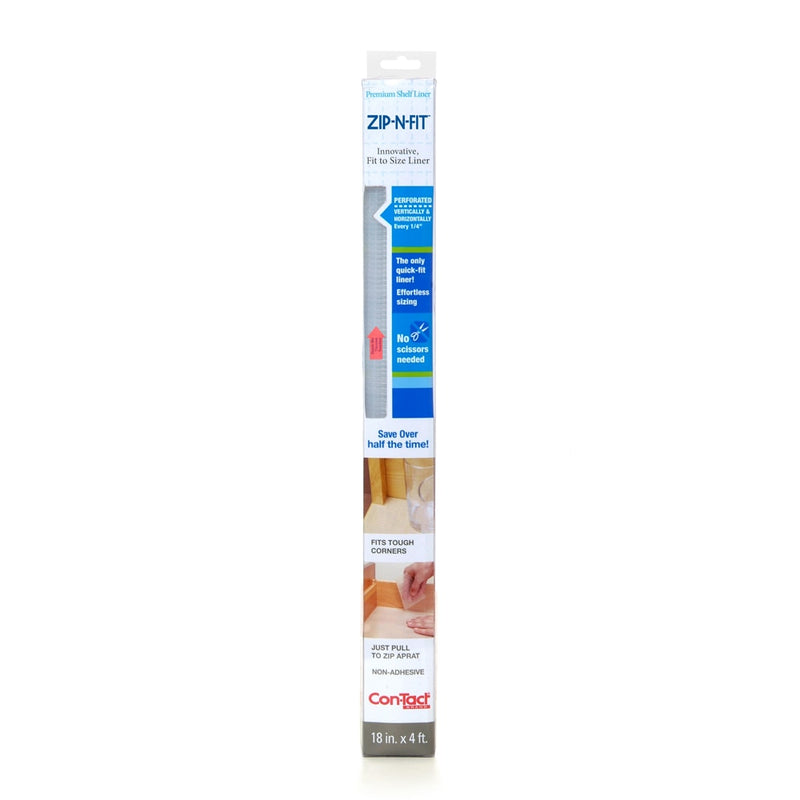 Con-Tact Zip-N-Fit Quick-Fit Non-Slip Solid Grip Shelf/Drawer Liner, Clear, 18-in x 4-ft I7264