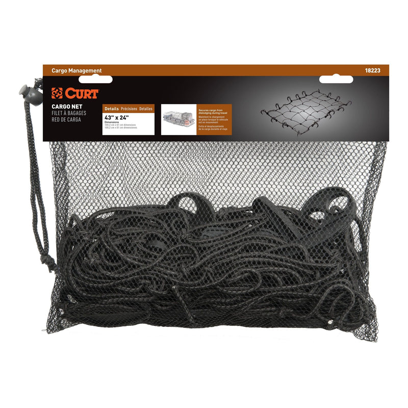 18223 Elastic Cargo Net with Hooks for Hitch Carrier, 43 x 24-in R7433