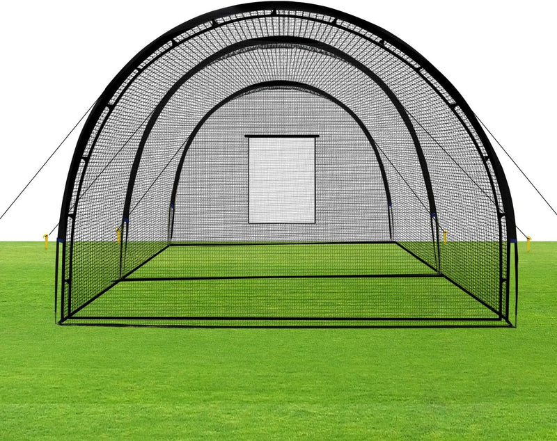 Baseball Batting Cage Net Batting Cages for Backyard Portable Baseball and Softball Batting Cages with Pitching Machine Hole and Detachable Door for Backyard Outdoor Hitting Practice C650
