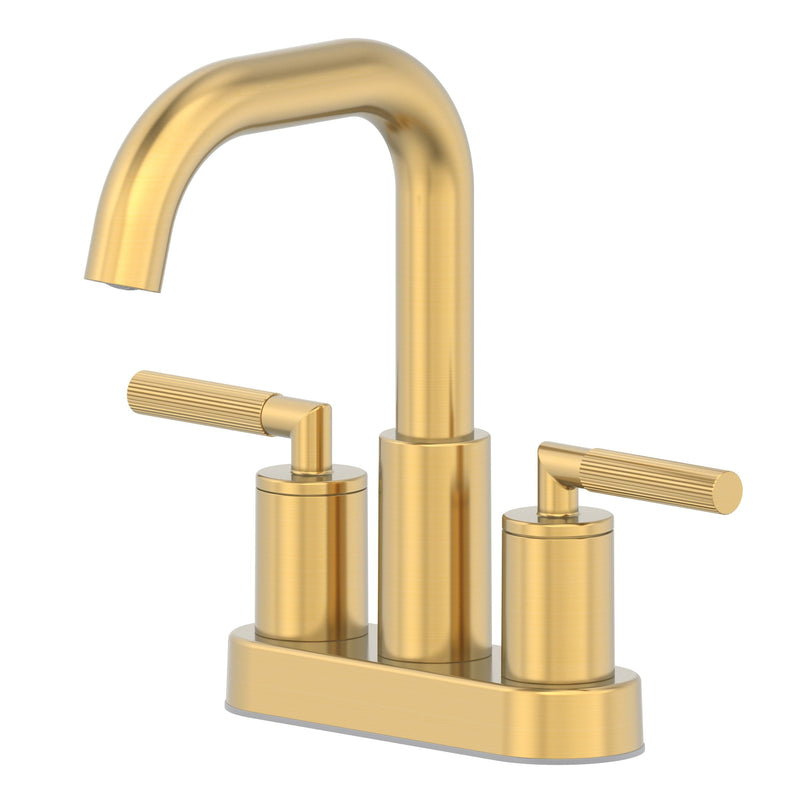 Dorian 2-Handle 4-in Centreset Lavatory/Bathroom Sink Faucet, Brushed Gold D1477