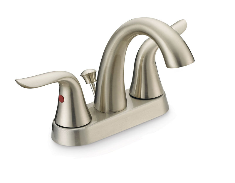 Plymouth Double Handle 4-in Centreset Bathroom Sink Faucet with Pop-Up Drain, Brushed Nickel A9426