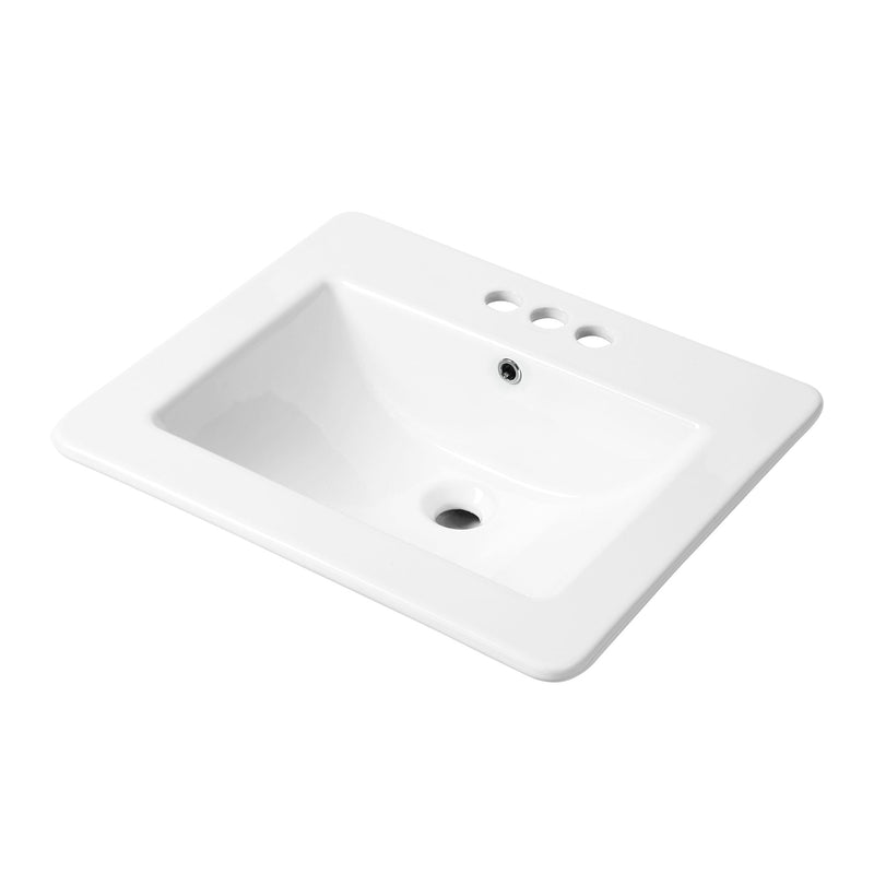 Square Drop-In Basin with Overflow, White, 21 x 18.5-in R1461