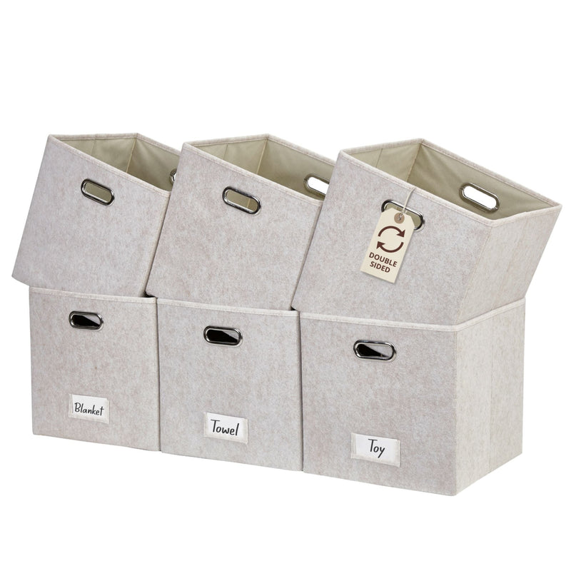 Collapsible Felt Storage Cube, 11-in, 6-pk, Beige S5386
