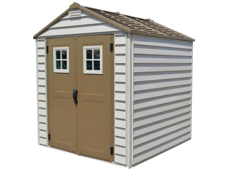 StoreMax Vinyl Garden Shed, Brown, 7-ft x 7-ft E7311