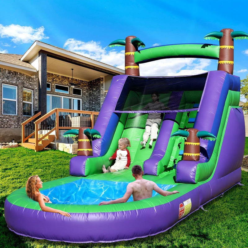 21FT(L) Commercial Grade Water Slide for Adults, (Heavy Duty Full PVC) (Big Splash Water Pool), 750w Blower, Inflatable Waterslide for Backyard, Outdoor Park, 21x9x12ft P9768