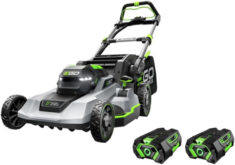 Power 21-Inch 56V Self-Propelled Cordless Lawn Mower with 2x 4.0Ah Batteries & Rapid Charger, Black