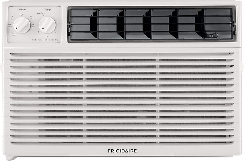 5000-watt window air conditioner, with a cooling area of 250 square feet, operates quietly, has easy and convenient temperature adjustment, 2 fan speeds, automatic restart function, and a white appearance P9256