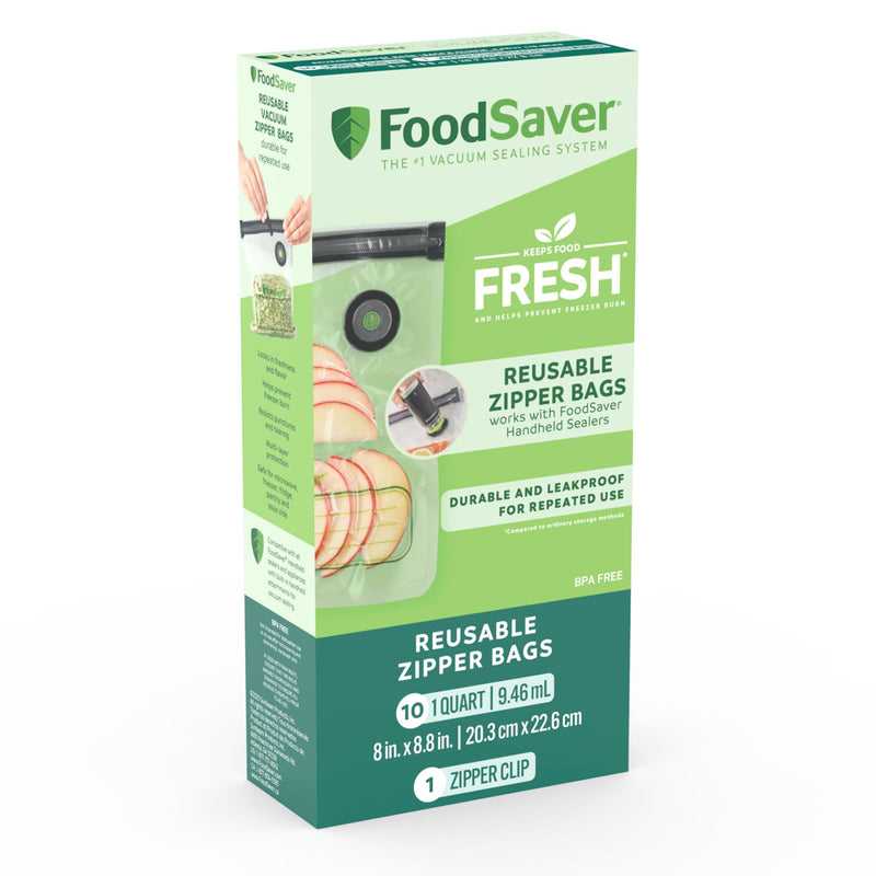 Reusable Zipper Vacuum Sealer Bags, 946mL, 10-pk A665