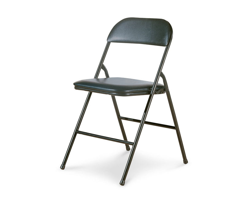 Portable Vinyl Upholstered & Padded Metal Folding Chair, Black, 2-pk M5458