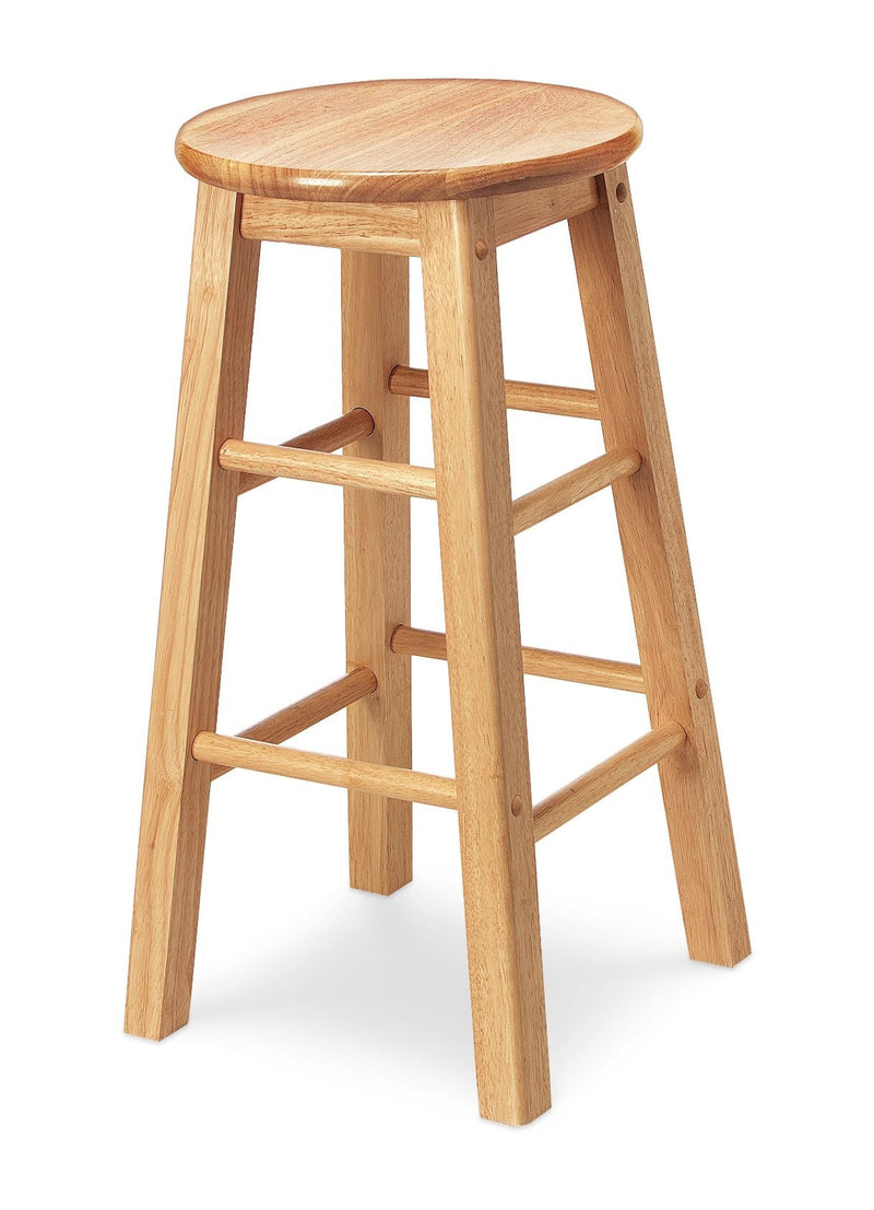 Solid Wood 24" Bar Stool Armless Backless, Natural Finish T2963