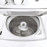 GE White 2.6 cu. ft. (I.E.C) Washer and 4.4 cu. ft. Dryer Gas Laundry Center