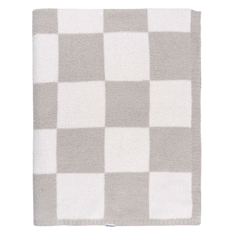 Childrenwear Tan Checkered Silky Mink Baby Blanket W6326