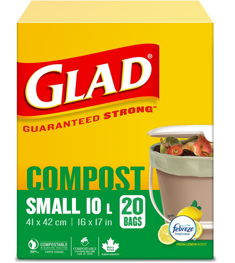 Small 100% Compostable Lemon Scented Food Waste Bags, 20-pk, 10-L S310