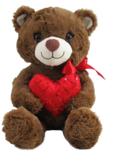 Valentine's Day 12-in Brown Bear with Heart Plush C7400