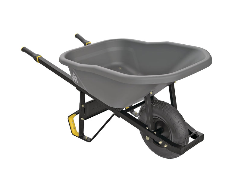 Pro Grade Heavy Duty Poly Tub Wheelbarrow, Poly/Plastic Tray, 6-cu-ft I1441