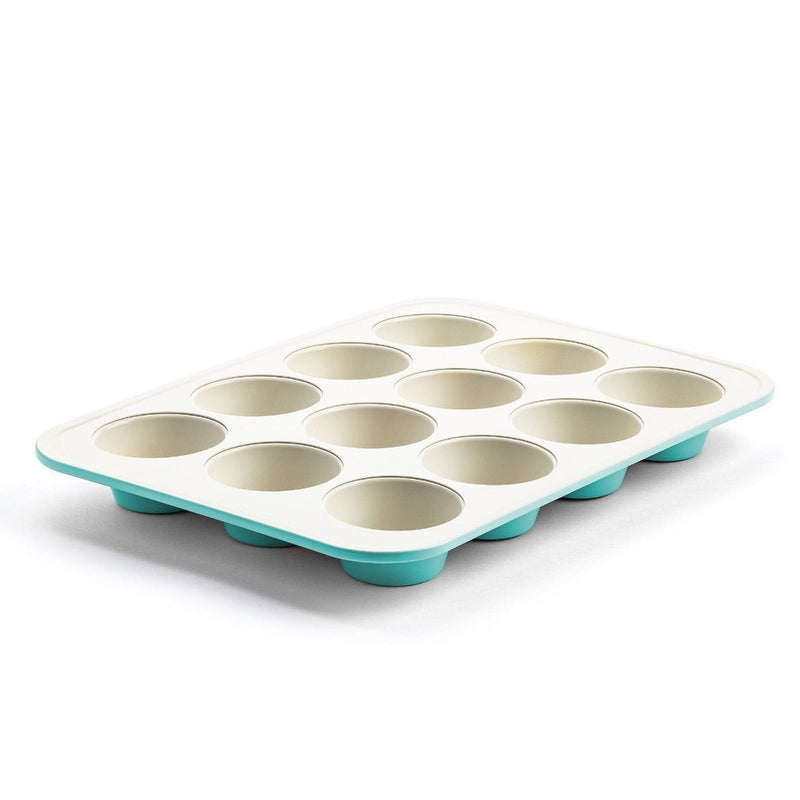 Teal Ceramic Non-Stick Muffin Pan, 12-Cup K2910