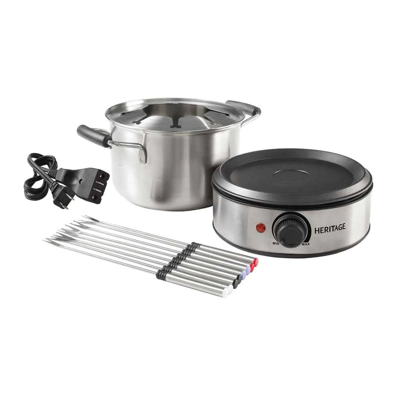 Stainless Steel Electronic Fondue Set with 8 Fondue Forks, Dishwasher Safe, 3L, 12-pc U6395