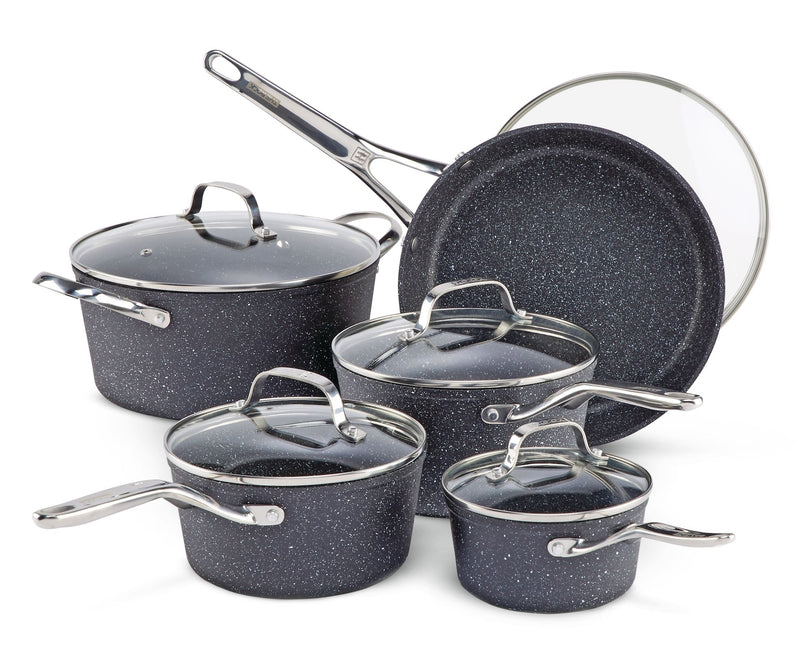 The Rock Forged Non-Stick Cookware Set, Dishwasher & Oven Safe, Black, 10-pc U9090