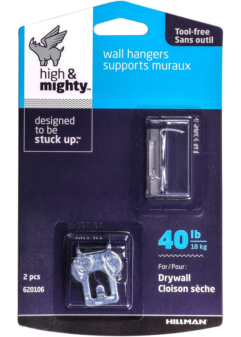 Canvas WAll Hanger, Easy to Remove, 40-lb Capacity, Silver, 2-pk G4415