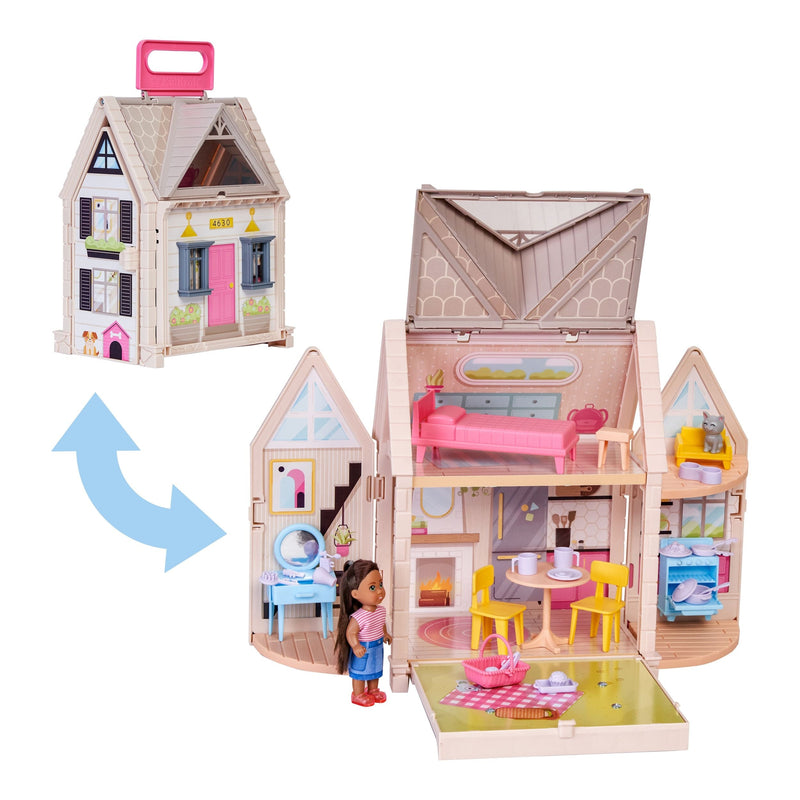 Tote-ables Cottage Doll House Playset for Kids, Includes Doll, Ages 3+ Z7409