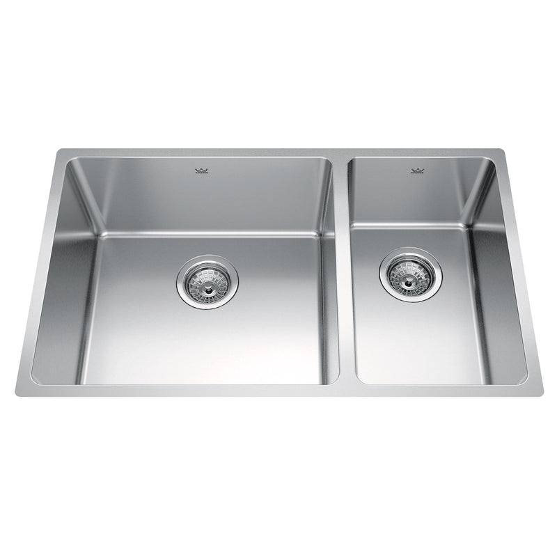 Brookmore Undermount Combination Bowl Kitchen Sink, 30.5-in x 18.1-in x 9-in, Stainless Steel W7333