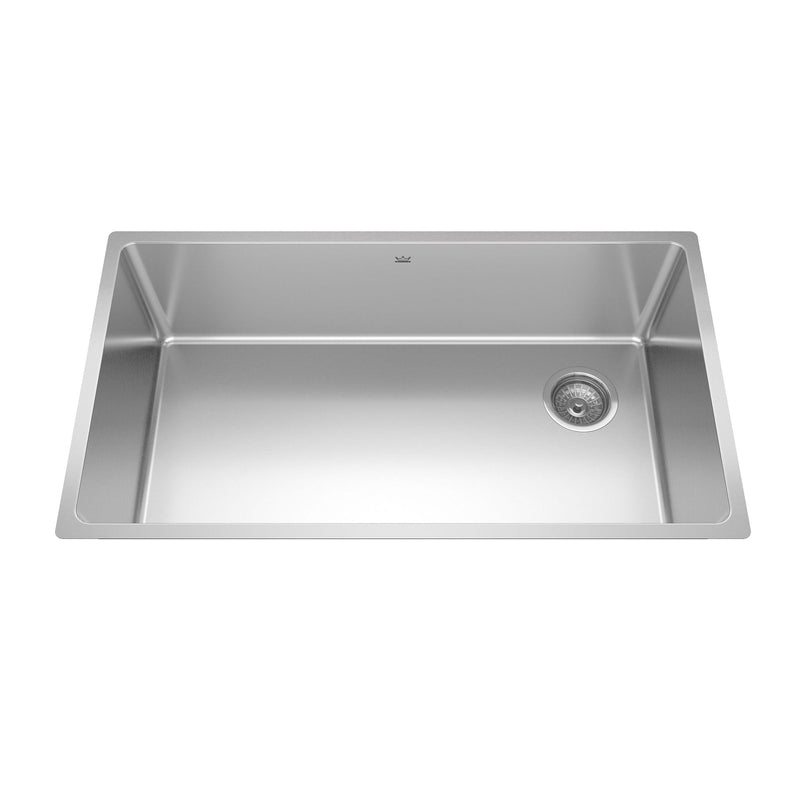Brookmore Undermount Single Bowl Off Set Waste Kitchen Sink, 32.5-in x 18.1-in x 9-in, Stainless Steel C2995