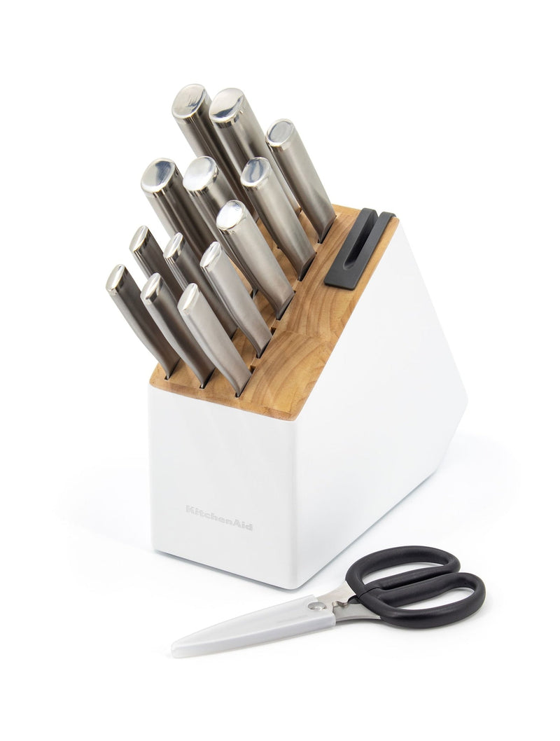 Stainless Knife Block Set, White, 15-pc Z7516
