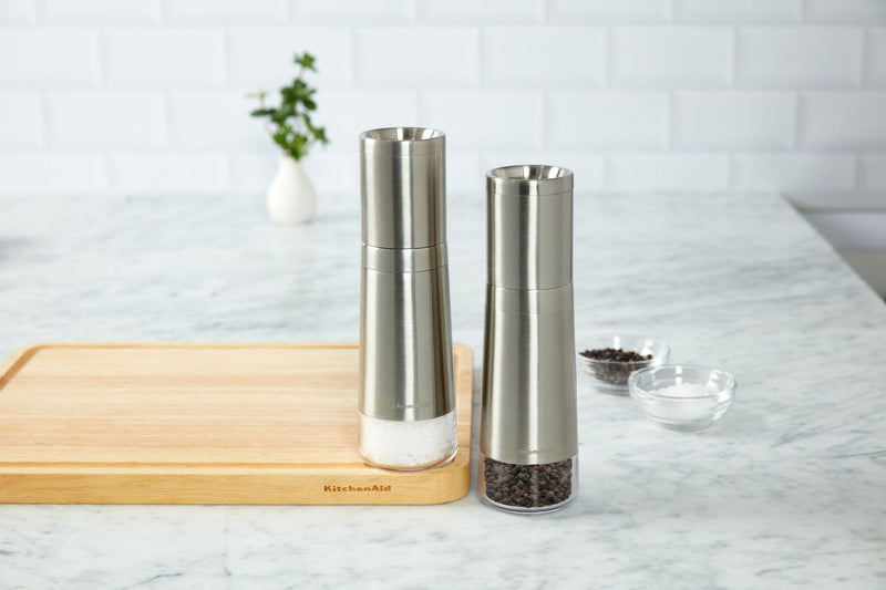 Stainless Steel Salt & Pepper Grinder Set, 8-in, Pre-Filled S9126