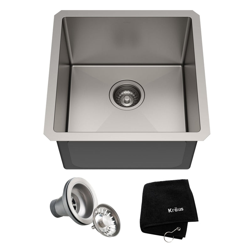 Standard PRO Undermount Stainless Steel Single Bowl Bar Sink, 17x17x11-in Y2847