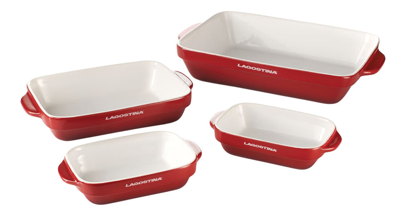 Ceramic Bakeware Set, Red, Assorted Sizes, 4-pc B7839